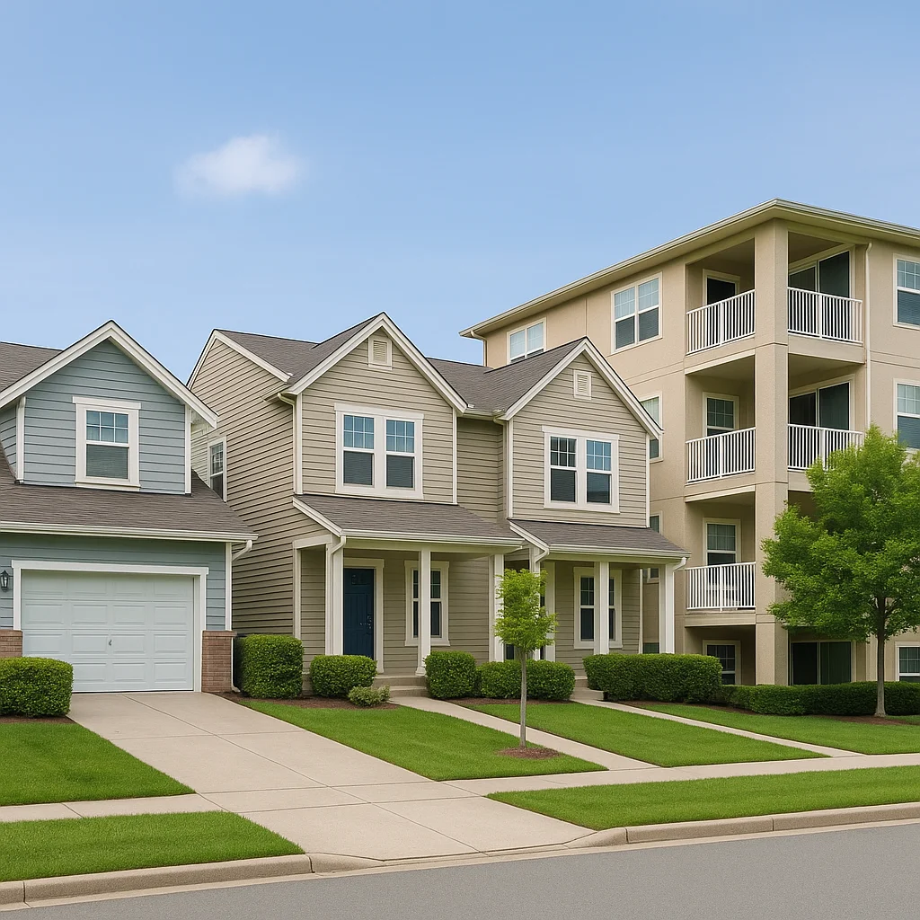 Single‑family homes, town homes, and condos